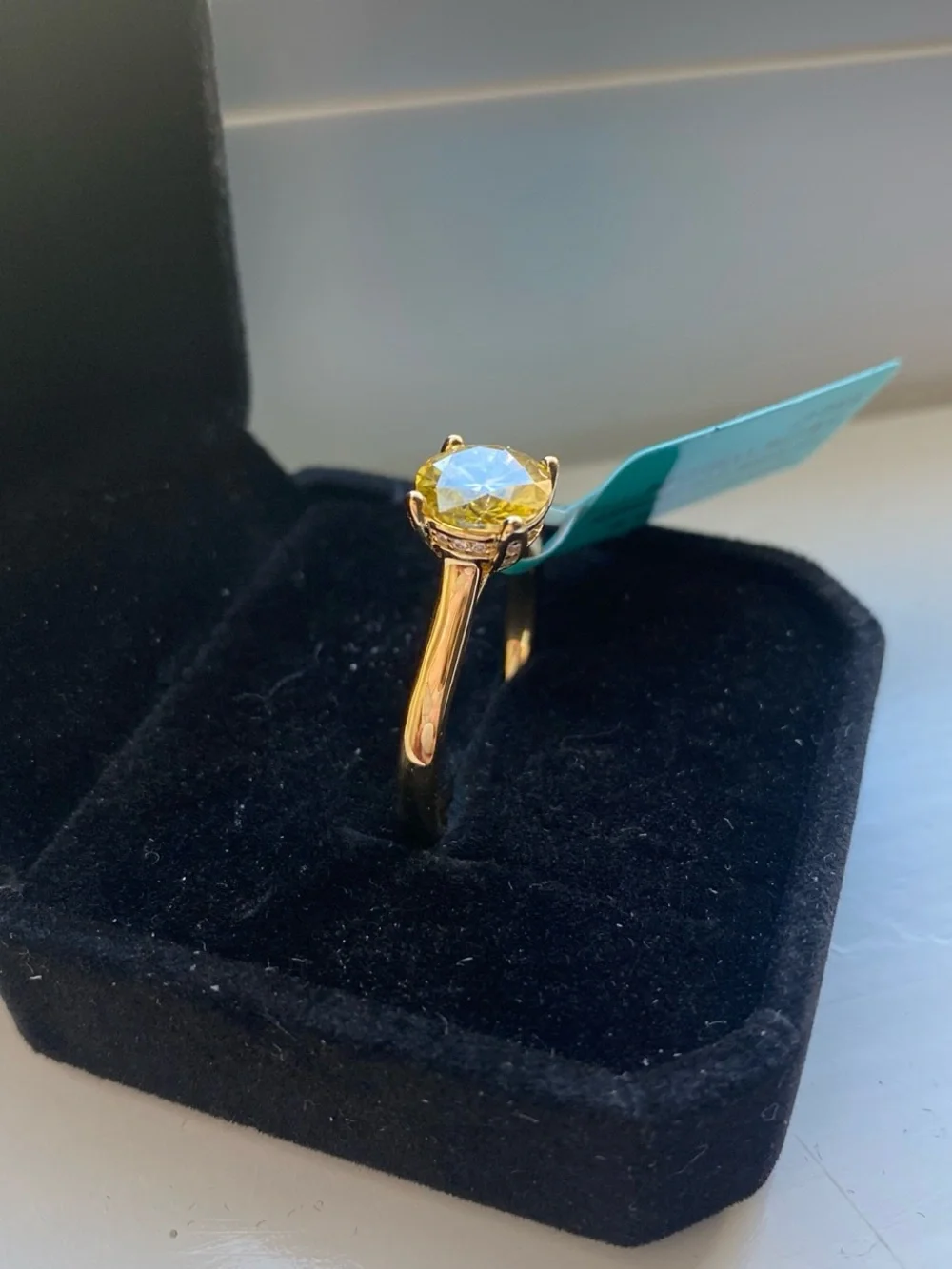 Round Cut Yellow Moissanite Ring Size 9